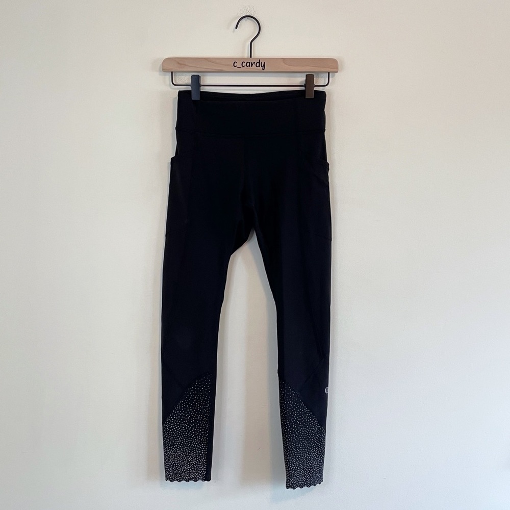 Lululemon Tight Stuff Tights Solid Black Scallop